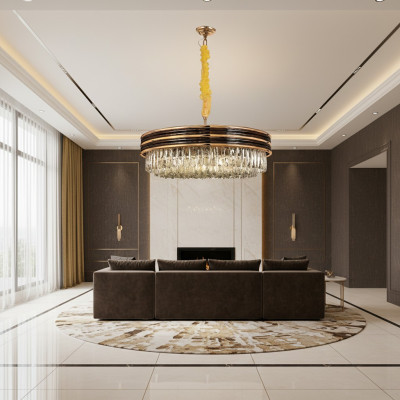 Lampe ronde Plafonnier Lustre Or Lustre Cristal