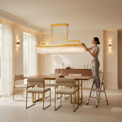 Lustre de plafond de lustre en or de luxe Lampadaire en cristal