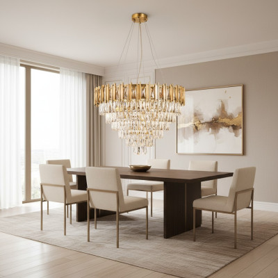 Lustre Lustre Plafonnier Luxueux Or Lampe de plafond en cristal