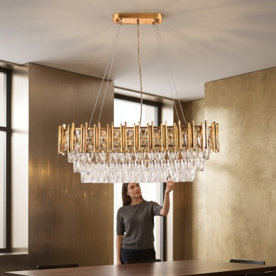 Lustre de plafond de Lustre de Lustre de Lampe de Cristal de Luxe Luxueux en Or