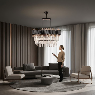 Lustre plafonnier de luxe gris lampe de plafond lustre en cristal