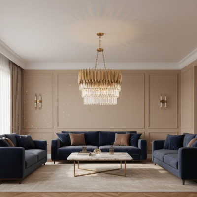 Luminaire Lampe de plafond Lustre Lustre de plafond luxueux en or cristal