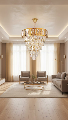 Lustre de plafond de luxe en or Chandelier Luminaire en cristal