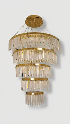 Lustre de plafond de lustre de lampe de cristal de luxe d'or de Lumière de plafond du lustre