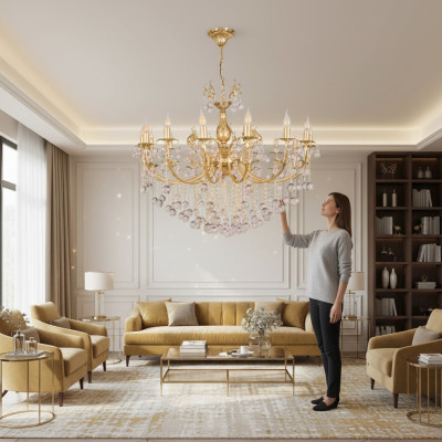 Lustre de plafond Luxe doré Luster Crystal Lamps