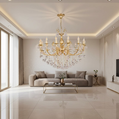 Lustre de plafond Luxe doré Luster Crystal Lamps