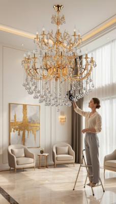 Lustre de plafond en or Royal Luxury Chandelier Lustre Cristal