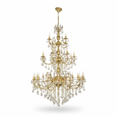 Lustre Lustre Plafonnier xxl Luxe Or Lampe de plafond en cristal
