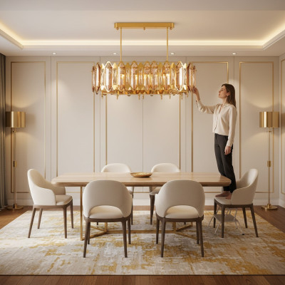 Lustre doré lampe de plafond lustre lustre en cristal