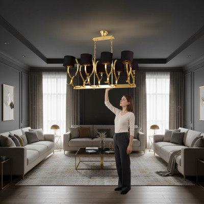 Lustre suspendu plafonnier xxl Luminaire Or Applique de plafond Lustré Métal