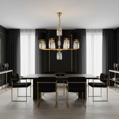 Lustre Lustre de plafond en or Lampe de plafond Lustre Cristal Noir