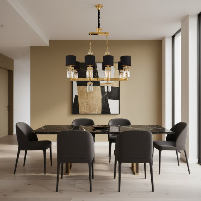 Plafonnier Lustre Or Lampe de plafond Lustre Cristal Noir