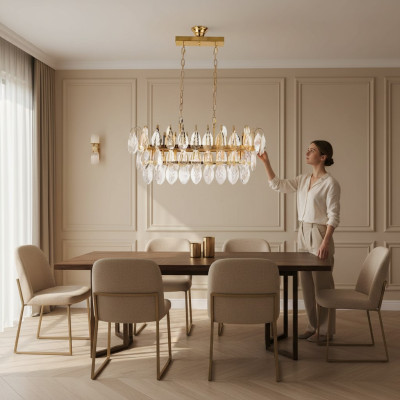Lustre Lustre Plafonnier de luxe Or Lampe de plafond Luminaire en cristal