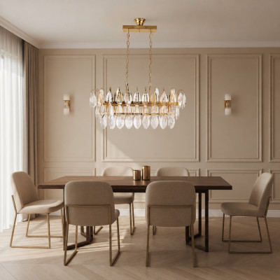 Lustre Lustre Plafonnier de luxe Or Lampe de plafond Luminaire en cristal