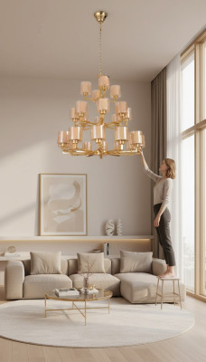 Lustre de plafond moderne en or Suspension lumineuse Plafonnier en verre XXL