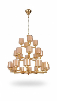 Lustre de plafond moderne en or Suspension lumineuse Plafonnier en verre XXL