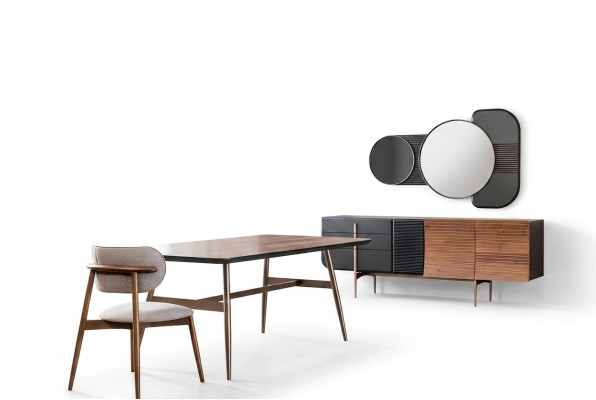 Groupe Salle à manger Table à manger Chaises Buffet 8 pièces Table en bois Marron neuf