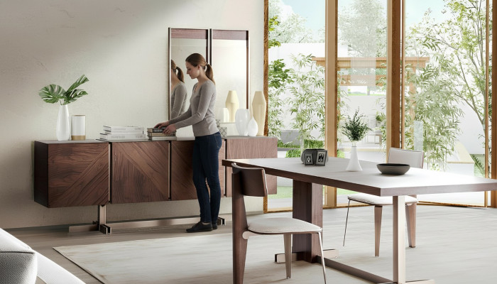 Salle à manger Table à manger Groupe Chaises Buffet 8 pièces Table en bois Marron Ensemble de salle à manger