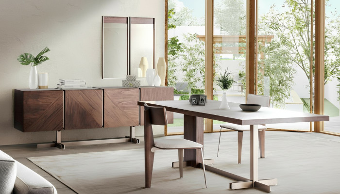 Salle à manger Table à manger Groupe Chaises Buffet 8 pièces Table en bois Marron Ensemble de salle à manger