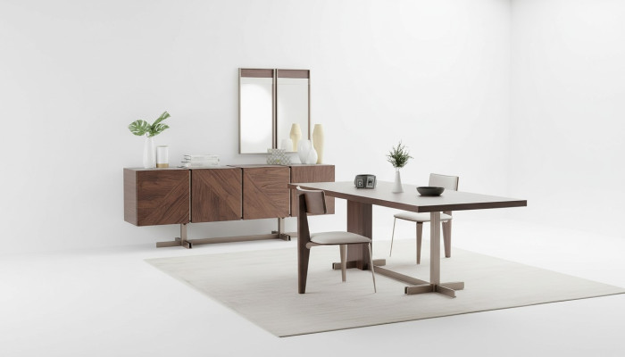 Salle à manger Table à manger Groupe Chaises Buffet 8 pièces Table en bois Marron Ensemble de salle à manger