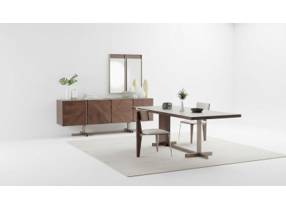 Salle à manger Table à manger Groupe Chaises Buffet 8 pièces Table en bois Marron Ensemble de salle à manger