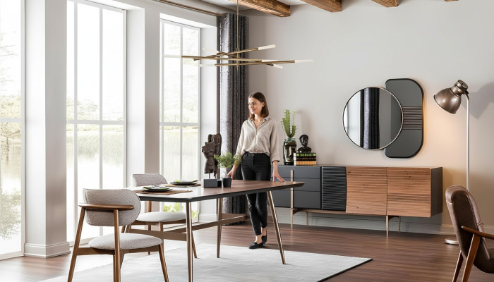 Luxuriöses Sideboard Spiegel Kommode Lowboard Esszimmermöbel Set Nagelneu