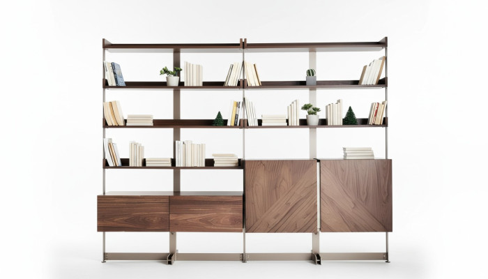 Vitrine moderne Mobilier de salon Étagère sur pied en bois massif Meubles Marron Étagères