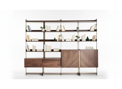 Vitrine moderne Mobilier de salon Étagère sur pied en bois massif Meubles Marron Étagères