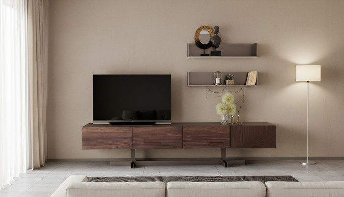 Armoire TV luxueuse de style moderne fabriquée en bois durable.