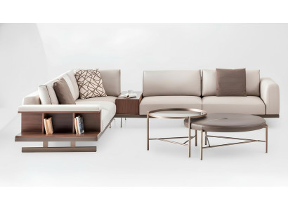 Canapé d'angle beige moderne de luxe en tissu canapé en forme de L Canapés Meubles de salon