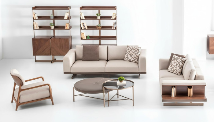 Ensemble de canapé moderne, meuble de luxe, tissu d'ameublement, canapé gris moderne