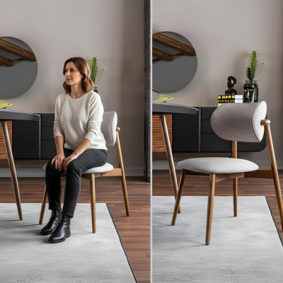 Ensemble de chaises de salle à manger 4 pièces Chaise de cuisine Chaises sans accoudoirs Tissu gris