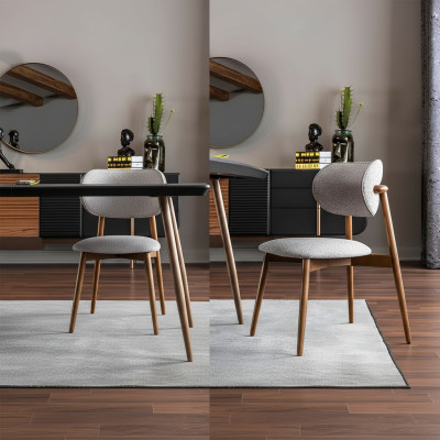 Ensemble de chaises de salle à manger 4 pièces Chaise de cuisine Chaises sans accoudoirs Tissu gris