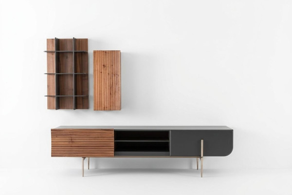 Meuble TV bas buffet TV étagères buffet bois moderne brun salon