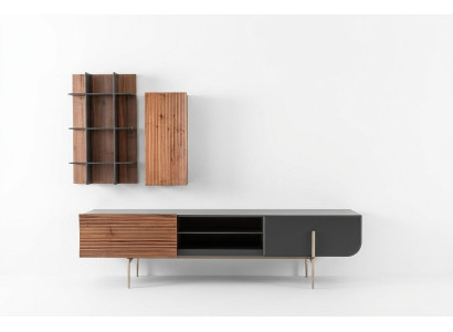 Meuble TV bas buffet TV étagères buffet bois moderne brun salon