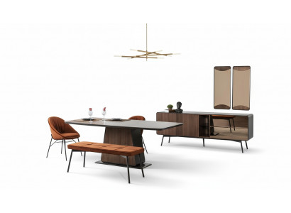 Coin repas Ensemble de salle à manger Salle à manger Table Chaises Buffet 9 pièces Bois Marron