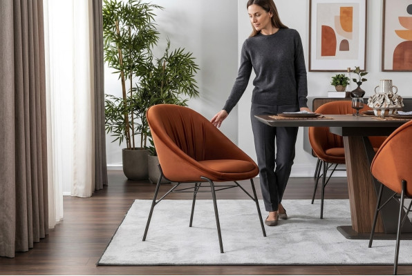 Suite Salle à manger Chaise de cuisine Fauteuil inclinable Chaises 6 pièces Tissu Orange
