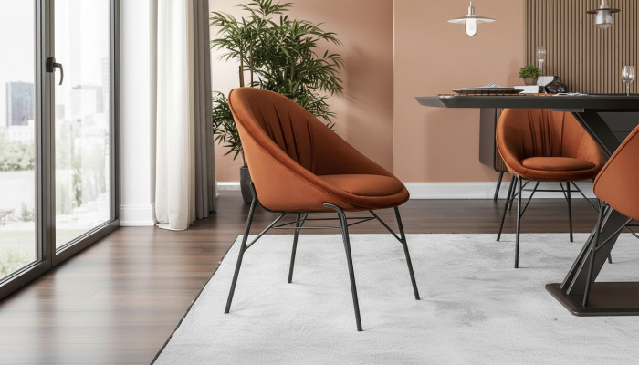 Suite Salle à manger Chaise de cuisine Fauteuil inclinable Chaises 6 pièces Tissu Orange