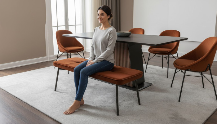 Sièges de banc Banc rembourré Banc en bois Rembourré Tissu Moderne Orange nouveau