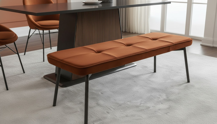 Sièges de banc Banc rembourré Banc en bois Rembourré Tissu Moderne Orange nouveau