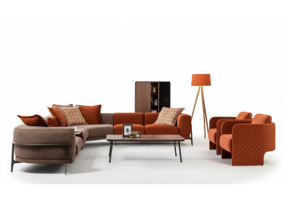 Canapé d'angle moderne en tissu de forme L avec acier inoxydable, nouveau mobilier de salon