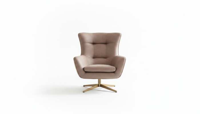 Moderne Sessel Flügelsessel Luxus Cocktailsessel beige Kunstleder neu