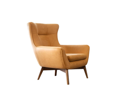 Fauteuil Wing Chair Fauteuil Cocktail 1 place Design moderne Imitation cuir Jaune