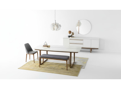 Ensemble de salle à manger Ensemble de salle à manger Salle à manger Table de salle à manger Chaises Ensemble de table 8 pièces Bois Blanc