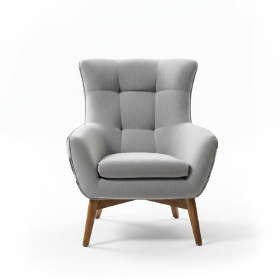 Fauteuil aile Fauteuil cocktail Banquette Design moderne Siège en tissu gris