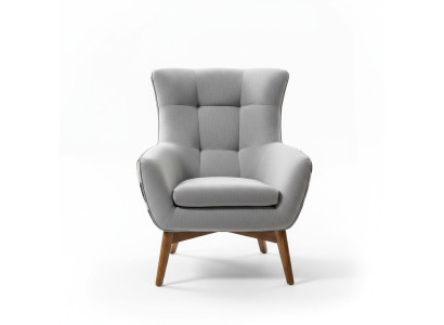 Fauteuil aile Fauteuil cocktail Banquette Design moderne Siège en tissu gris