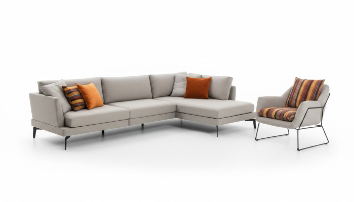 Ensemble de canapés en L Canapé Fauteuil Gris Canapé Mobilier moderne Ensemble de canapé d'angle neuf