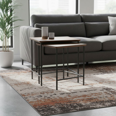 Tables d'appoint de luxe Table basse moderne Ensemble complet en bois brun neuf