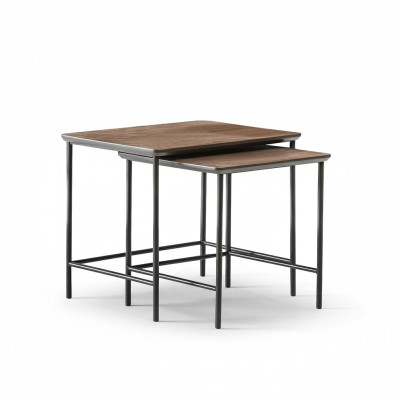Tables d'appoint de luxe Table basse moderne Ensemble complet en bois brun neuf