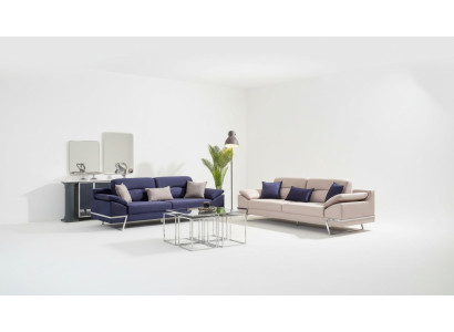 Three Seater Suite Sofa set 33 Seater Fabric Luxury Blue Set Sets Trois canapés en tissu de luxe bleu à deux places, ensemble de 33 pièces.